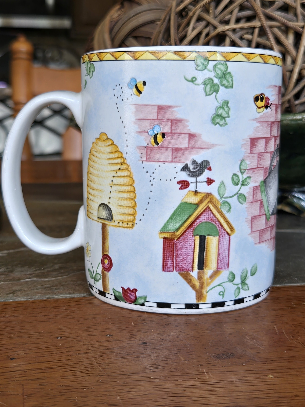 Coventry Penelope's Garden Stoneware Mug Beehive Birdhouse Cottagecore